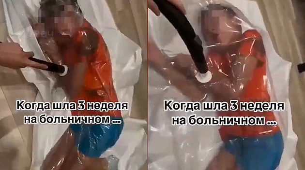 Ruská blogerka zavřela syna do vakuového pytle a odsála vzduch, nářku se smála